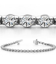  4.80 ct Round cut Diamond Tennis Bracelet, 2 Prong, 0.12 ct each 