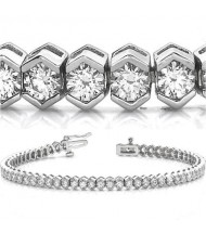  6.90 ct Round cut Diamond Tennis Bracelet, Bezel, 0.13 ct each 