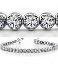  10.50 ct Round cut Diamond Tennis Bracelet, Gold, 0.35 ct each 