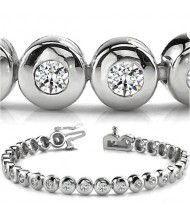  4.05 ct Round cut Diamond Tennis Bracelet, Bezel, 0.15 ct each 