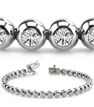  5.10 ct Round cut Diamond Tennis Bracelet, Bezel, 0.17 ct each 