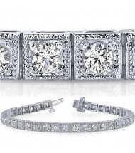 3.78 ct Round cut Antique Style Diamond Tennis Bracelet 0.10 ct  