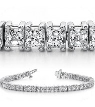  13.44 ct Princess cut Diamond Tennis Bracelet, 0.28 ct each 