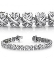  5 ct Round cut Diamond 14k Gold Bracelet, 0.06 ct each 