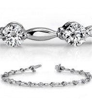  3 ct Round cut Diamond 14k Gold Bracelet, 0.15 ct each 