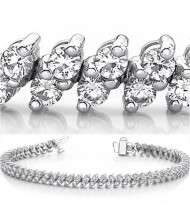  6.15 ct Round cut Diamond 14k Gold Bracelet, 2 Row, 0.05 ct each 