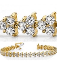  8 ct Round cut Diamond 14k Gold Bracelet, 0.09 ct each 