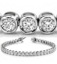  3.87 ct Round cut Diamond Tennis Bracelet, Bezel, 0.09 ct each 