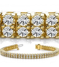  8 ct Round cut Diamond 14k Gold Bracelet, 2 Rows, 0.08 ct each 