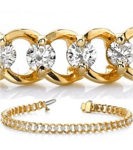  3.06 ct Round cut Diamond 14k Gold Bracelet, 0.09 ct each 