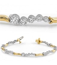 3 ct Round cut Diamond Two Tone Gold Bracelet 