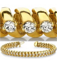  5 ct Round cut Diamond 14k Gold Bracelet, 0.11 ct each 