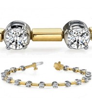  4.25 ct Round cut Diamond Two Tone Gold Bracelet, 0.25 ct each 