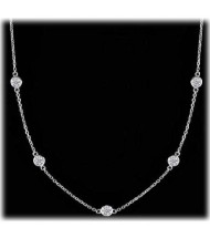 Round Diamond By The Yard Chain Necklace,  7 x 0.10 ct each