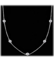 Round Diamond By The Yard Chain Necklace,  7 x 0.25 ct each