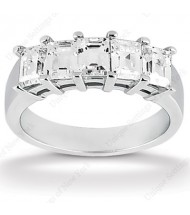 5 Emerald Cut Diamond Anniversary Ring,  0.25 ct Each,  1.25 tcw