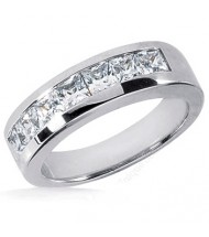 7 Princess Cut Diamond Anniversary Ring,  0.27 ct Each,  1.90 tcw