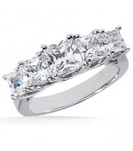 Graduated 5 Princess Cut Diamond Anniversary Ring,  2.35 tcw