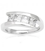 4 Princess Cut Diamond Anniversary Ring,  0.40 ct Each,  1.60 tcw