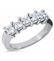 5 Radiant Cut Diamond Anniversary Ring,  0.25 ct each,  1.25 tcw