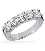 5 Round Cut Diamond Anniversary Ring,  0.25 ct Each,  1.25 tcw