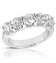 5 Round Cut Diamond U Prong Ring,  0.25 ct Each,  1.25 tcw