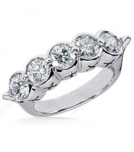 5 Round Cut Diamond Anniversary Ring,  0.45 ct Each,  2.25 tcw