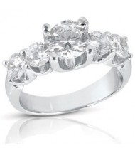 5 Round Cut Diamond U Prong Ring,  1.00 ct center,  2.00 tcw