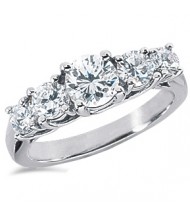 5 Round Cut Diamond Anniversary Ring,  1.00 ct center,  2.25 tcw