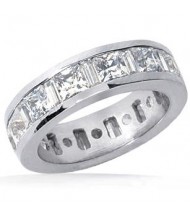  4.29 ct Princess cut & Baguette Diamond Eternity Band, Channel 