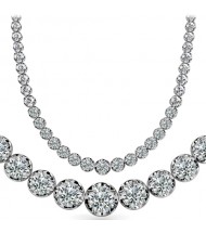  9 ct Round Diamond Graduated Tennis Necklace, 4 Prong, 16 Inch 