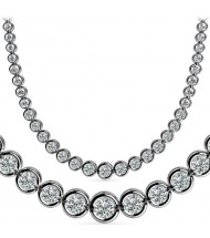 7 ct Round Diamond Graduated Tennis Necklace Half Bezel 16 Inch 