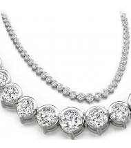 12 ct Round Diamond Graduated Tennis Necklace Half Bezel 16 Inch 