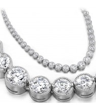 14 ct Round Diamond Graduated Tennis Necklace Half Bezel 16 Inch 