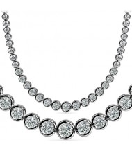 10 ct Round Diamond Graduated Tennis Necklace Half Bezel 16 Inch 