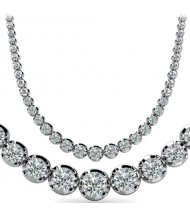  9 ct Round Diamond Graduated Tennis Necklace, 4 Prong, 16 Inch 