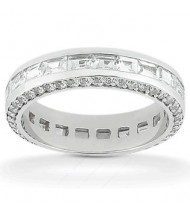  2.71 ct Round cut & Baguette Diamond Eternity Band, Channel 